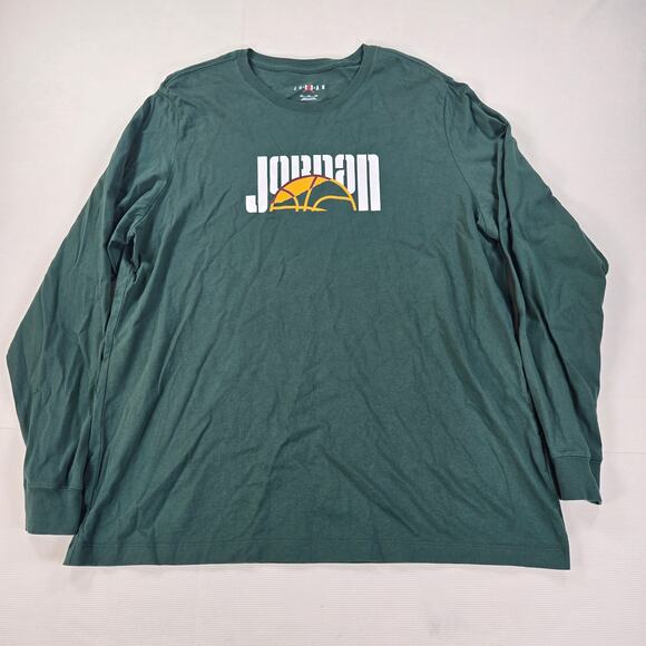Nike Air Jordan Jumpman Retro DNA Long Sleeve‎ Green Shirt Men's Size 2XL - Picture 1 of 7